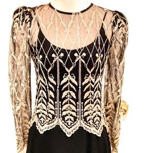 NWOT Cachet By Bari Protas Women's Size 5/6 Lace & Sheer Formal Dress